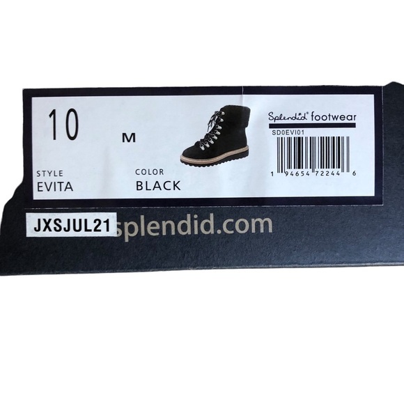 Splendid NWT Evita Lace Up Suede Faux Fur Trim Winter Boot Black Size 10 - Picture 13 of 15